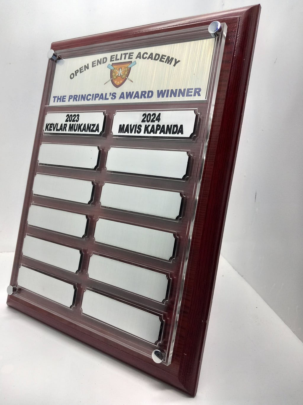 Long Term Recognition Series Floating Perpetual Shield Trophy Plaque