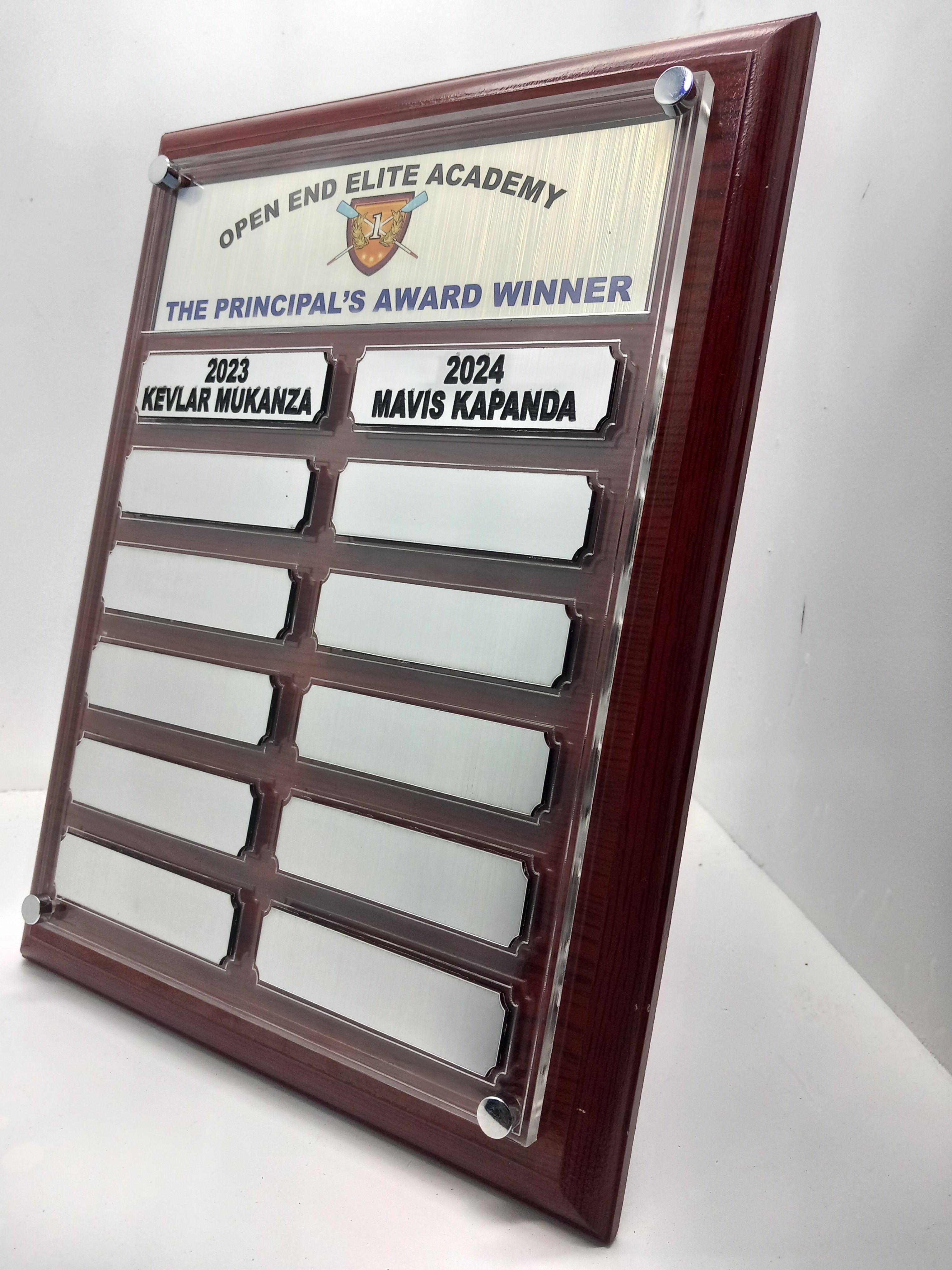 Long Term Recognition Series Floating Perpetual Shield Trophy Plaque