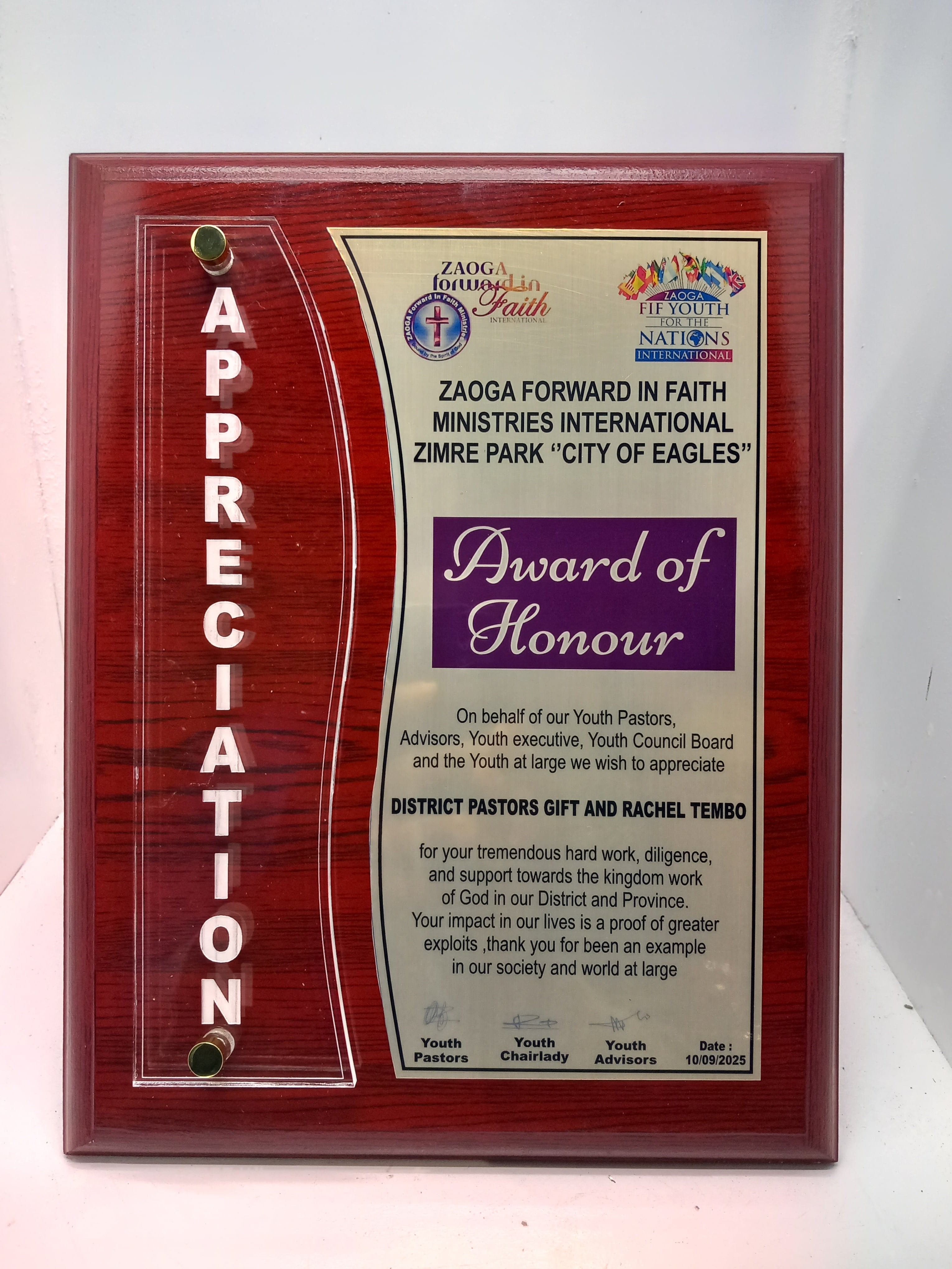 Recognition Series Shield with Easel Stand - Corporate Recognition Award
