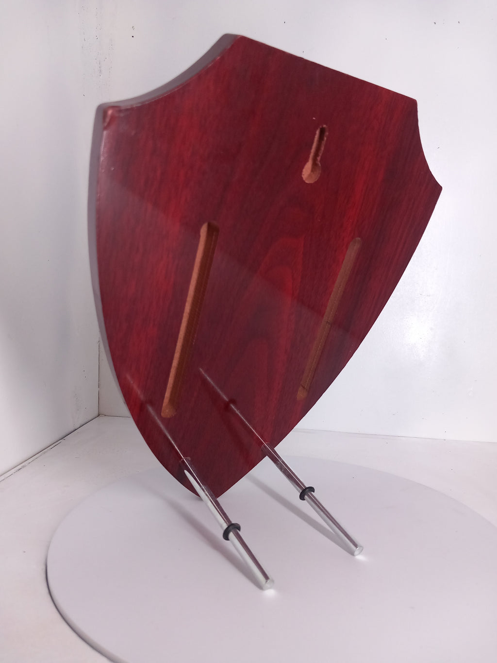 Pointed Shield Wood Plaque - Classic Award with Metallic Finish