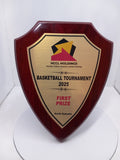 Pointed Shield Wood Plaque - Classic Award with Metallic Finish