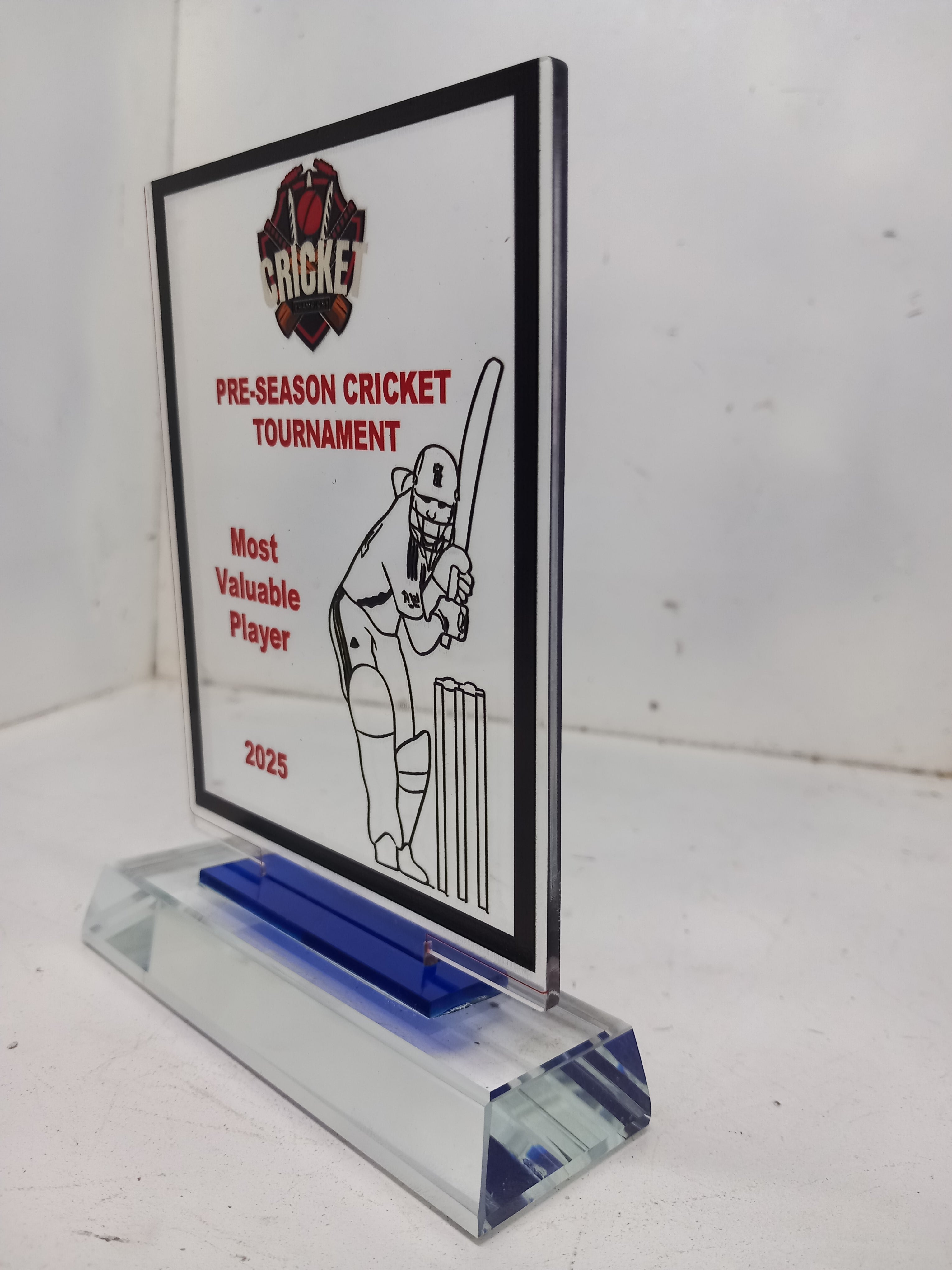 Individual Sporting Awards - Custom Acrylic Trophy with Crystal Glass Base