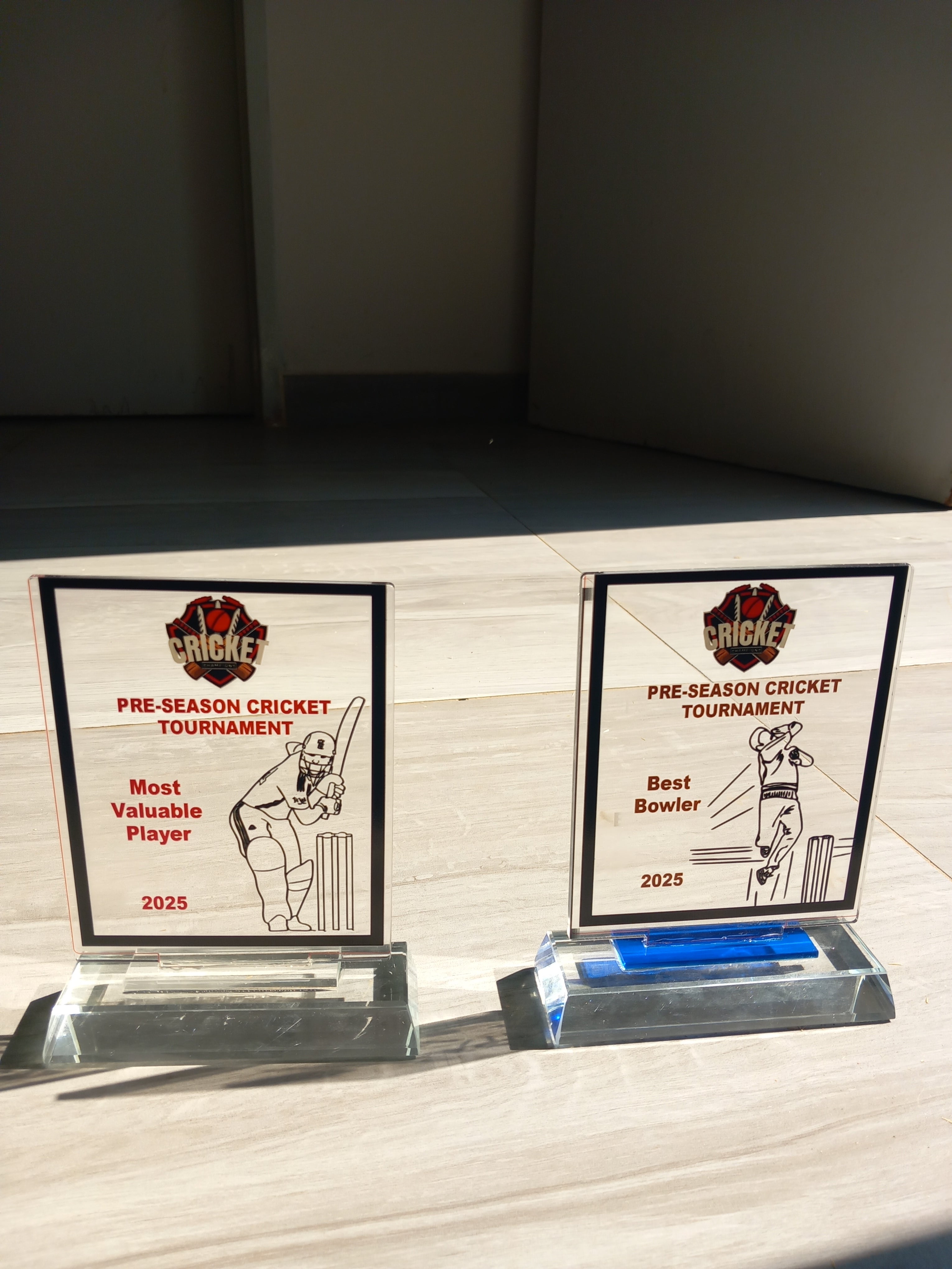 Individual Sporting Awards - Custom Acrylic Trophy with Crystal Glass Base