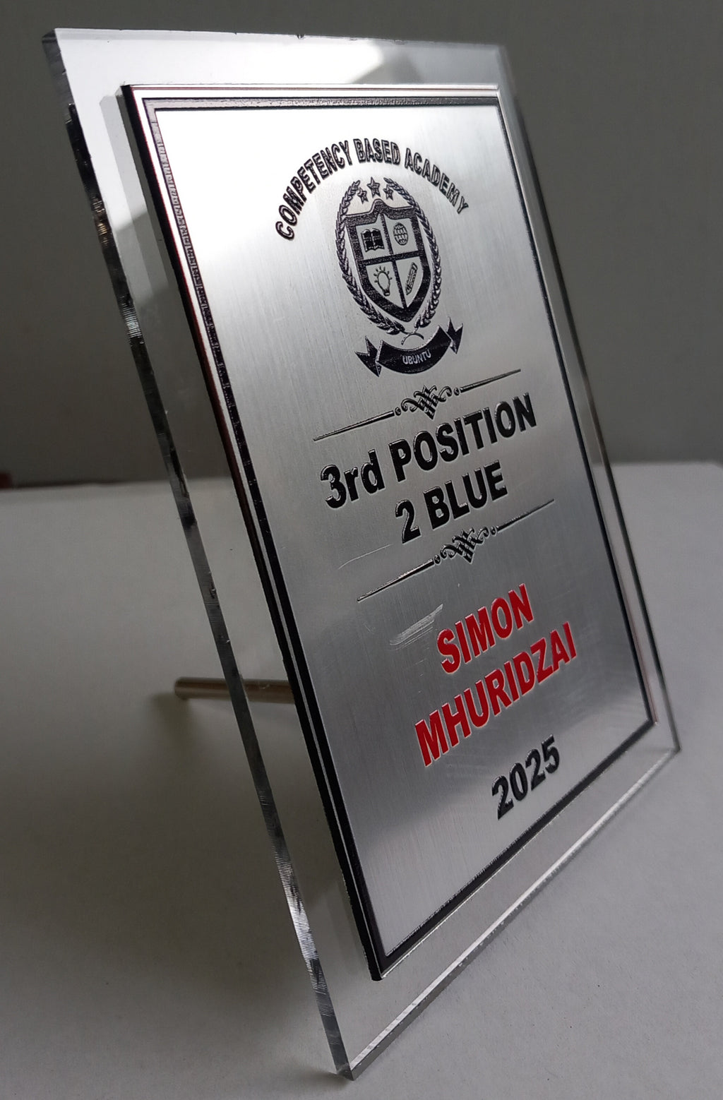 Acrylic Glass Tile Award - UV Printed Plaque with Stand