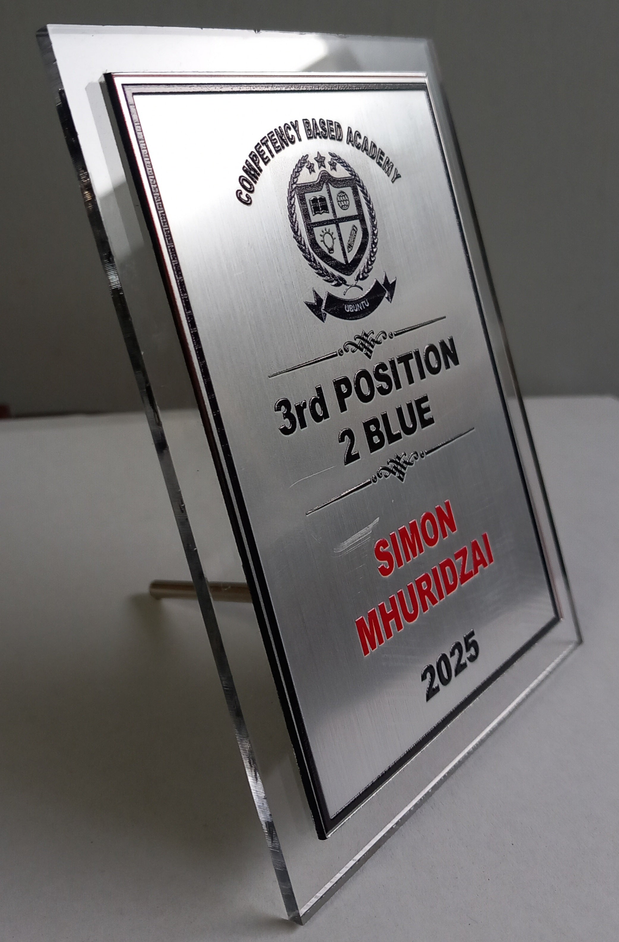 Acrylic Glass Tile Award - UV Printed Plaque with Stand