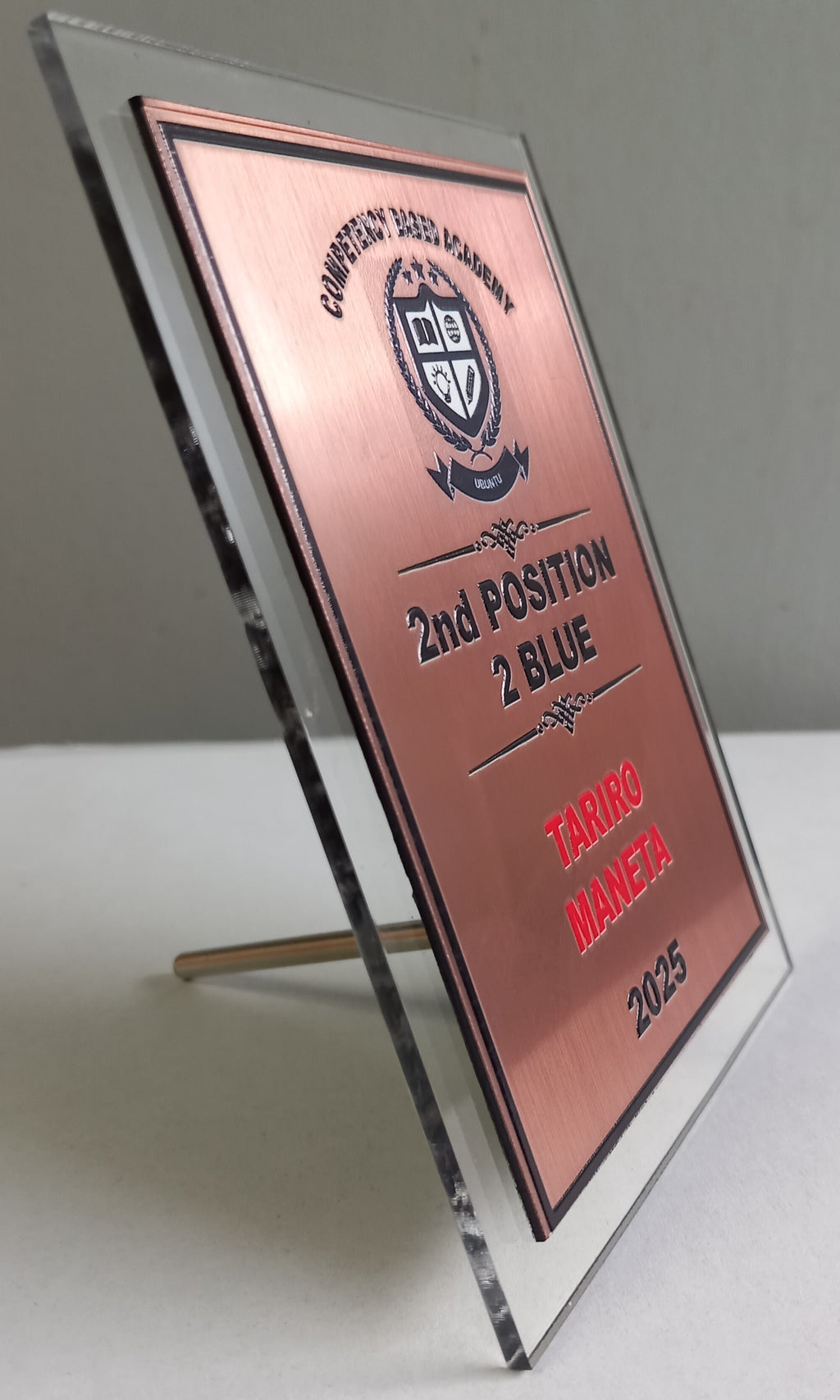 Acrylic Glass Tile Award - UV Printed Plaque with Stand