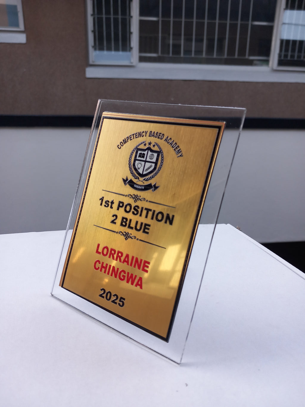 Acrylic Glass Tile Award - UV Printed Plaque with Stand