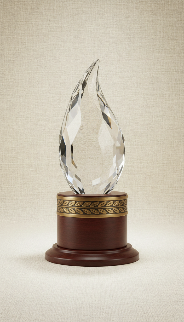 Crystal Flame Trophy with Faceted Edge