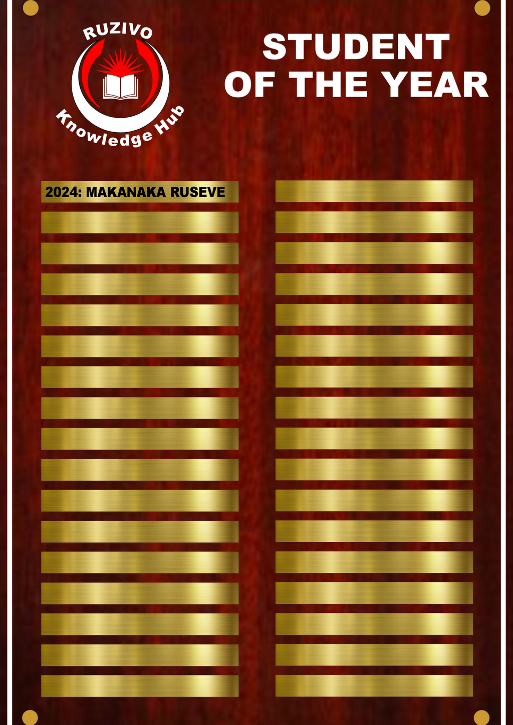 Evolution Series Acrylic Honour Boards - Premium Timber Print with Metal-Finish Plates