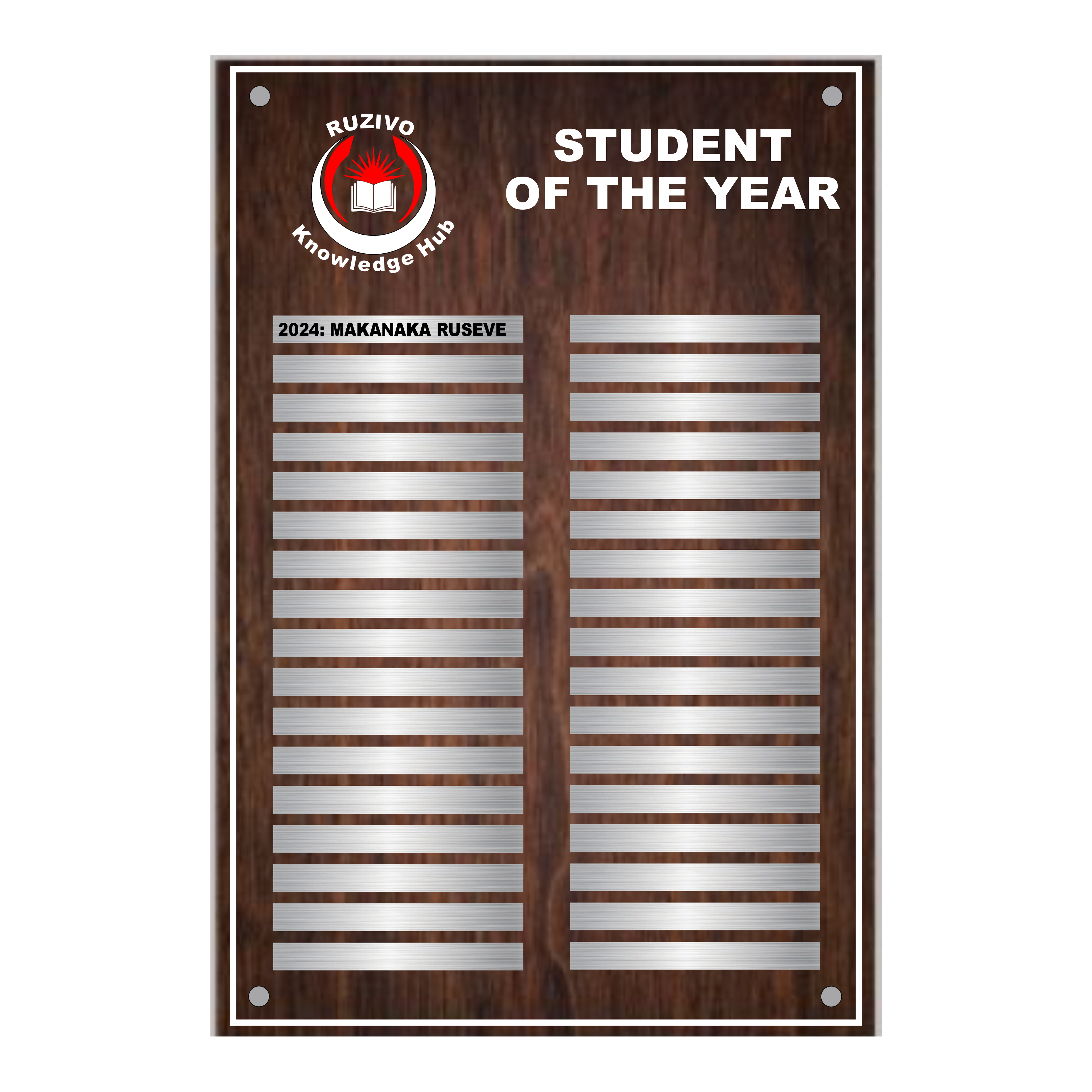 Evolution Series Acrylic Honour Boards - Premium Timber Print with Metal-Finish Plates