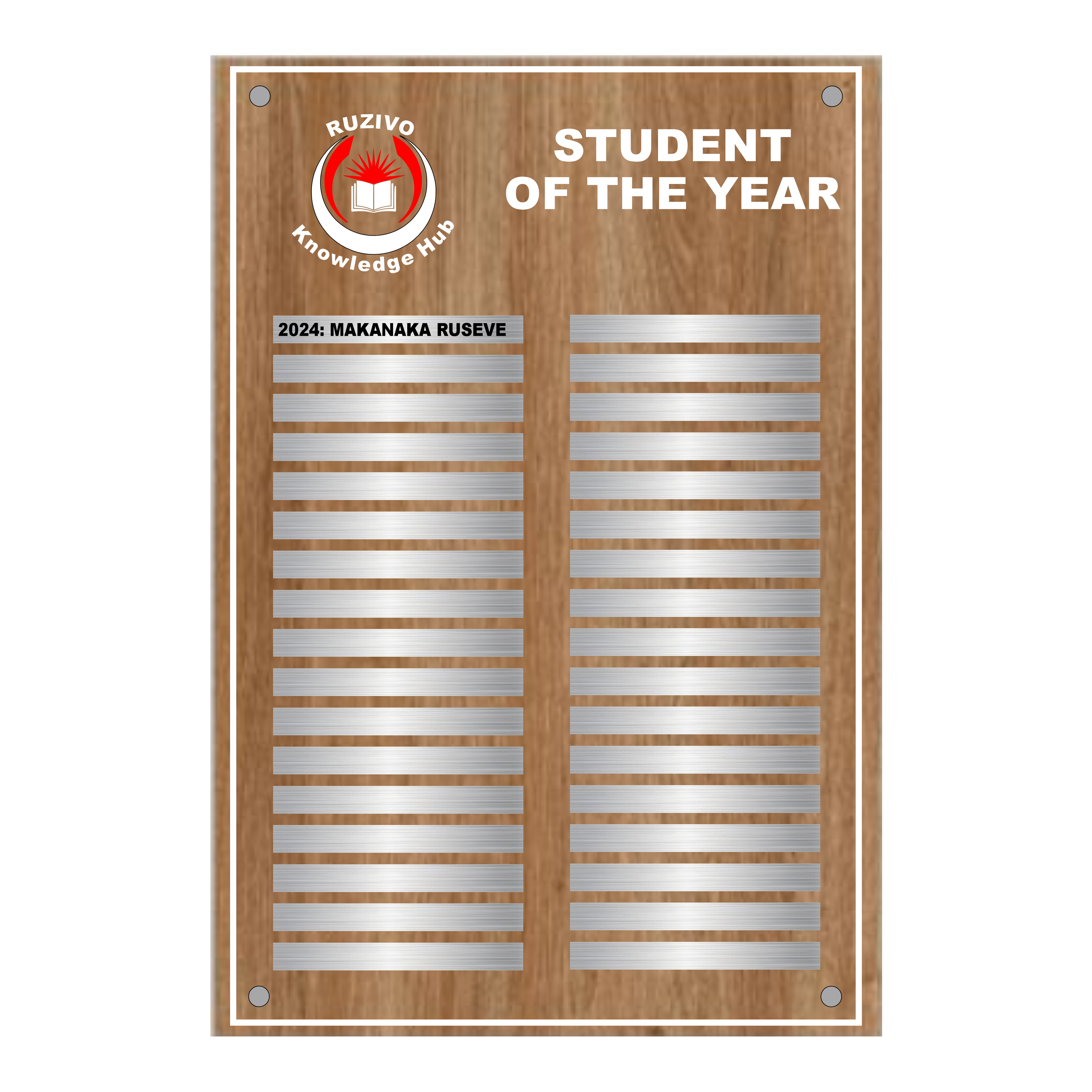 Evolution Series Acrylic Honour Boards - Premium Timber Print with Metal-Finish Plates