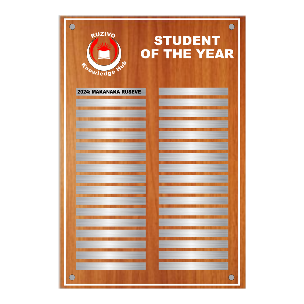 Evolution Series Acrylic Honour Boards - Premium Timber Print with Metal-Finish Plates