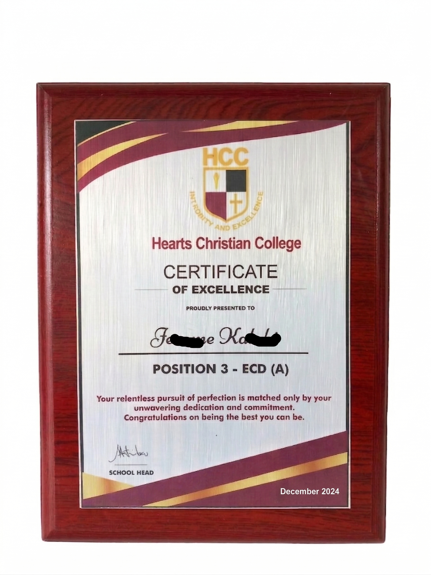 CWP1 Mahogany Wood Shield Plaque - Premium Award with Metallic Finish