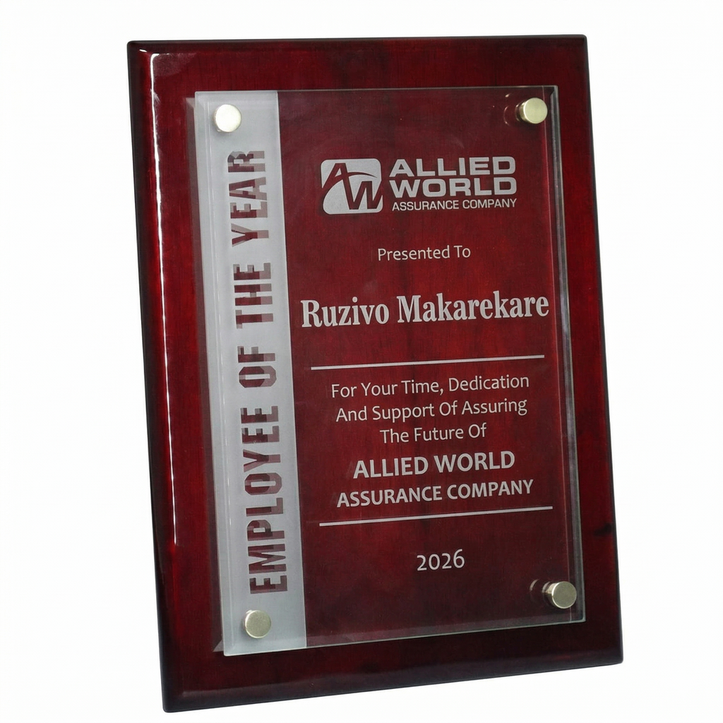 Rosewood Plaque with Stand-Out Glass
