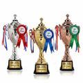 Branded Trophy with Rosette - 35cm Gold, Silver & Bronze Set