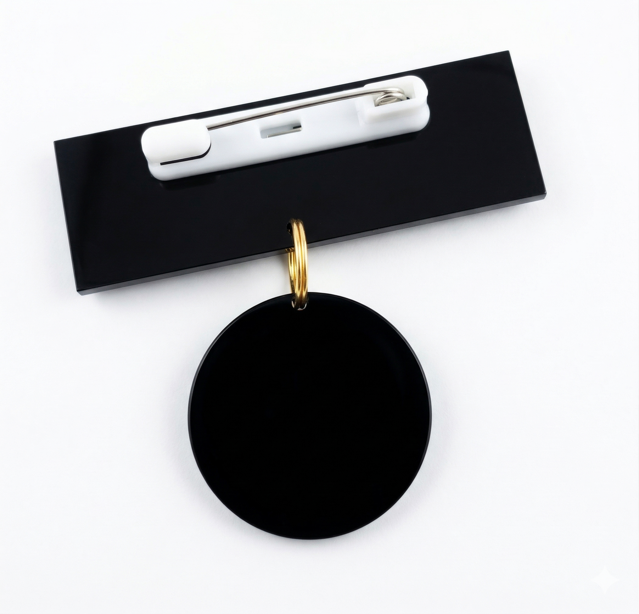 Premium Badge with Drop Dangle - UV Printed Acrylic Name Badge with Hanging Tag