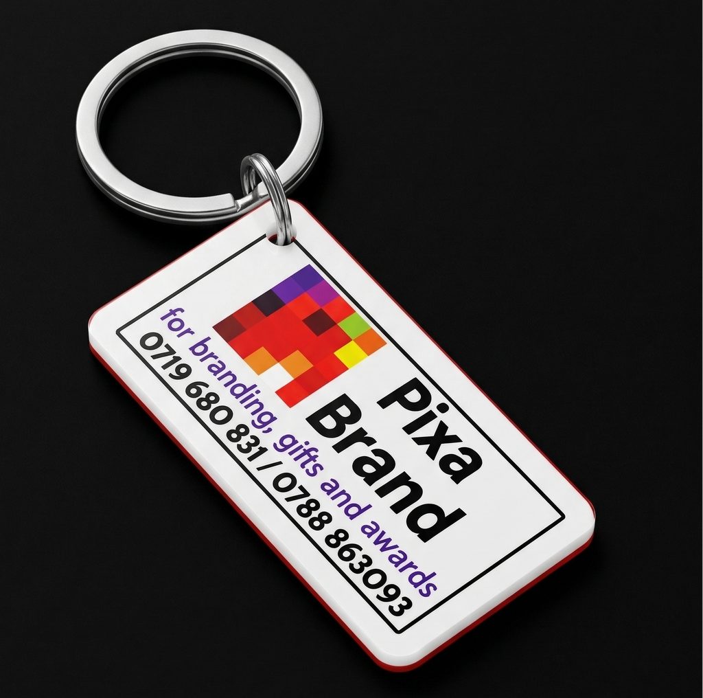 Branded Acrylic Keyholders - Custom Shape and Design UV Printed