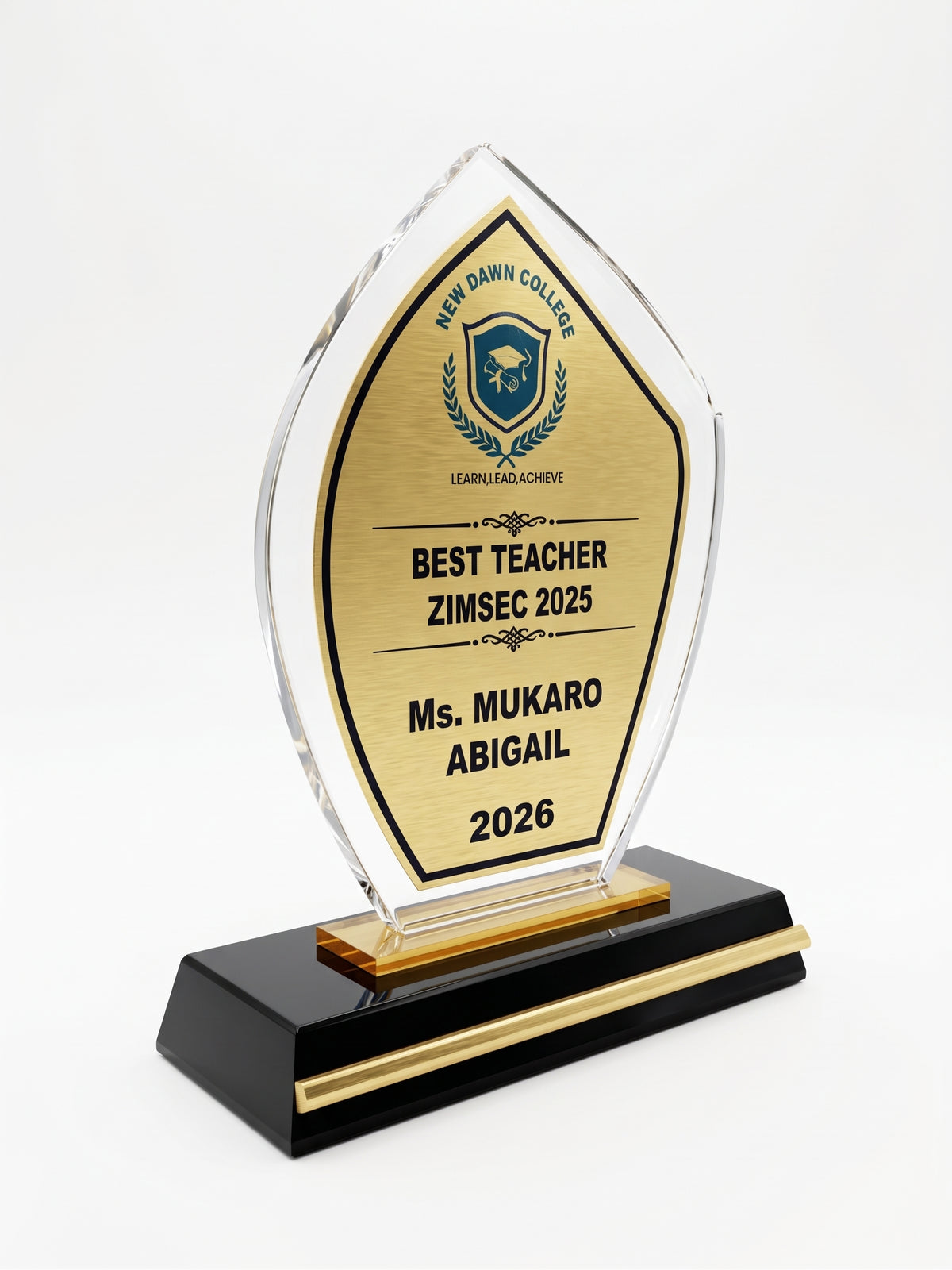 Flame Acrylic Award with Crystal Base – Custom Printed