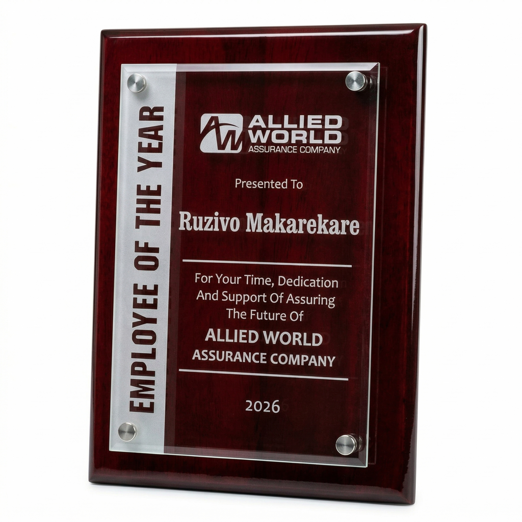 Rosewood Plaque with Stand-Out Glass