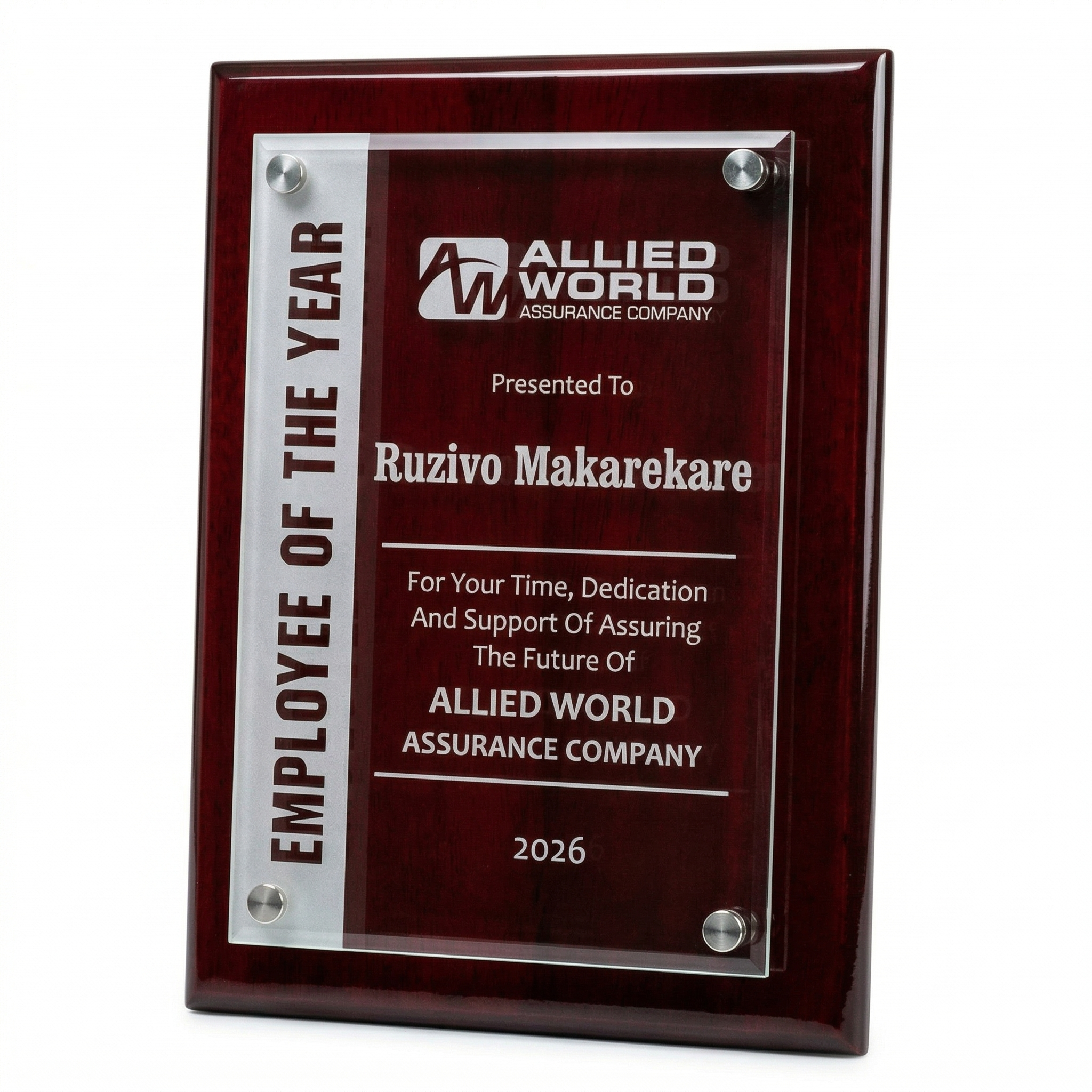 Rosewood Plaque with Stand-Out Glass