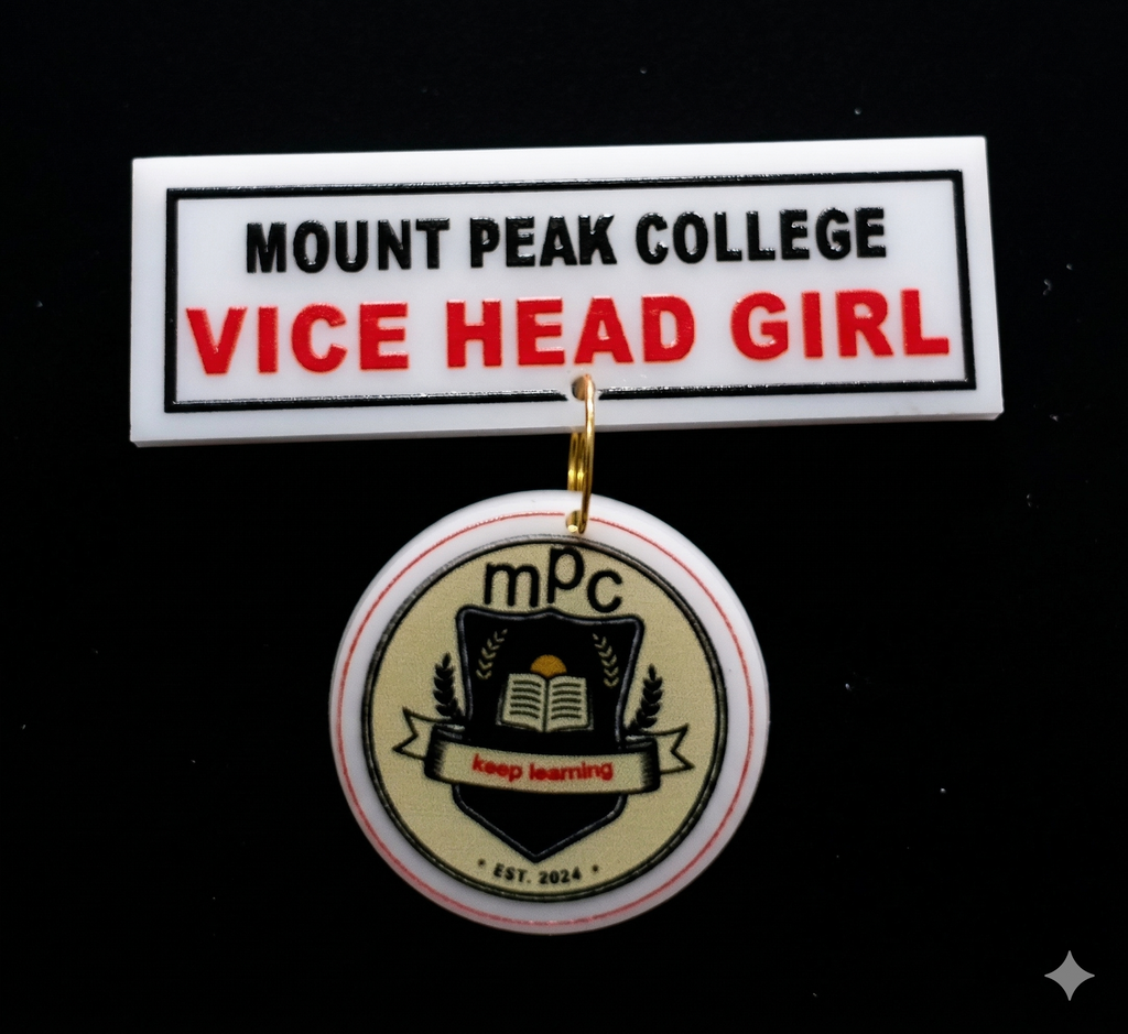 Premium Badge with Drop Dangle - UV Printed Acrylic Name Badge with Hanging Tag