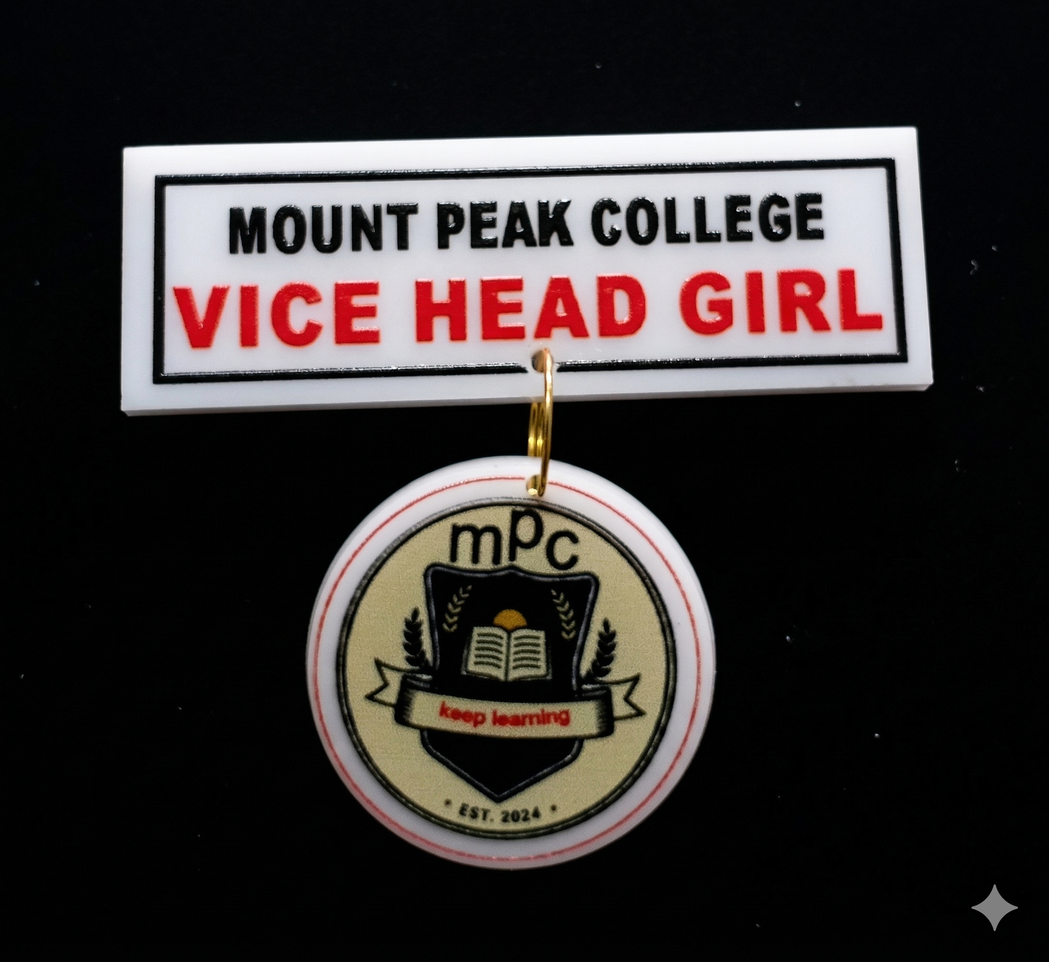 Premium Badge with Drop Dangle - UV Printed Acrylic Name Badge with Hanging Tag