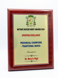 CWP1 Mahogany Wood Shield Plaque - Premium Award with Metallic Finish