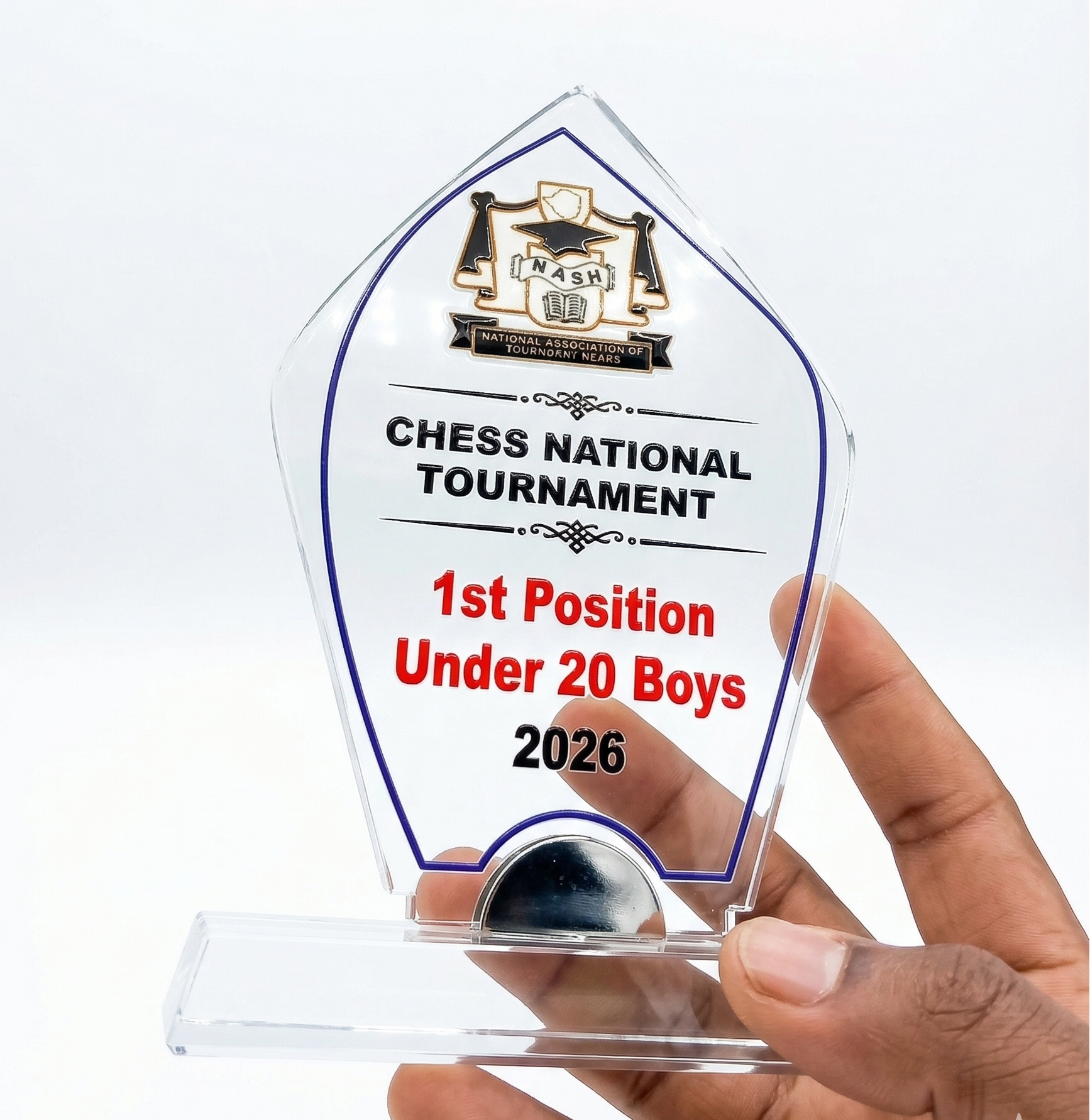 Acrylic Award with Crystal Glass Base – 12cm x 21cm