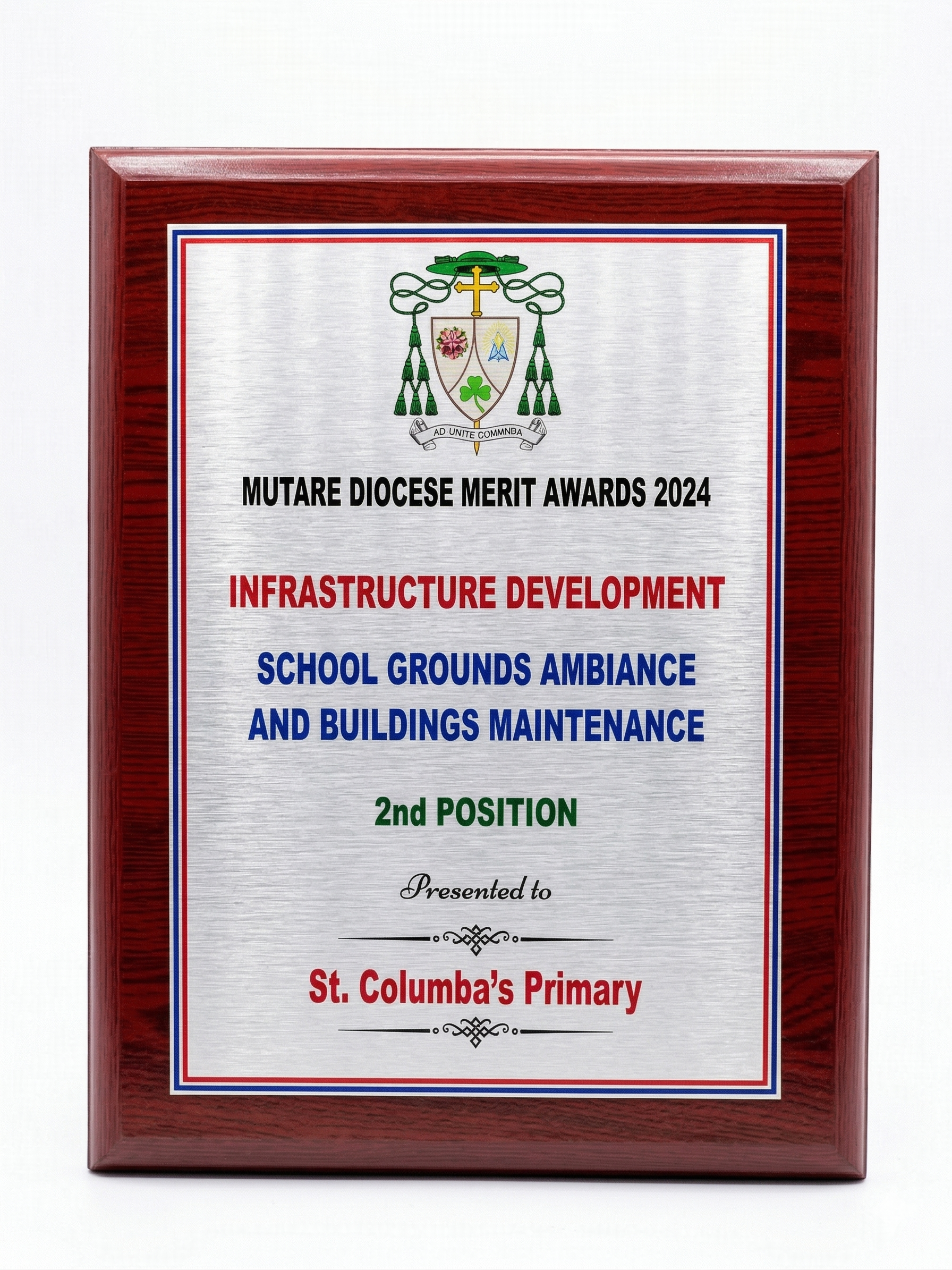 CWP1 Mahogany Wood Shield Plaque - Premium Award with Metallic Finish