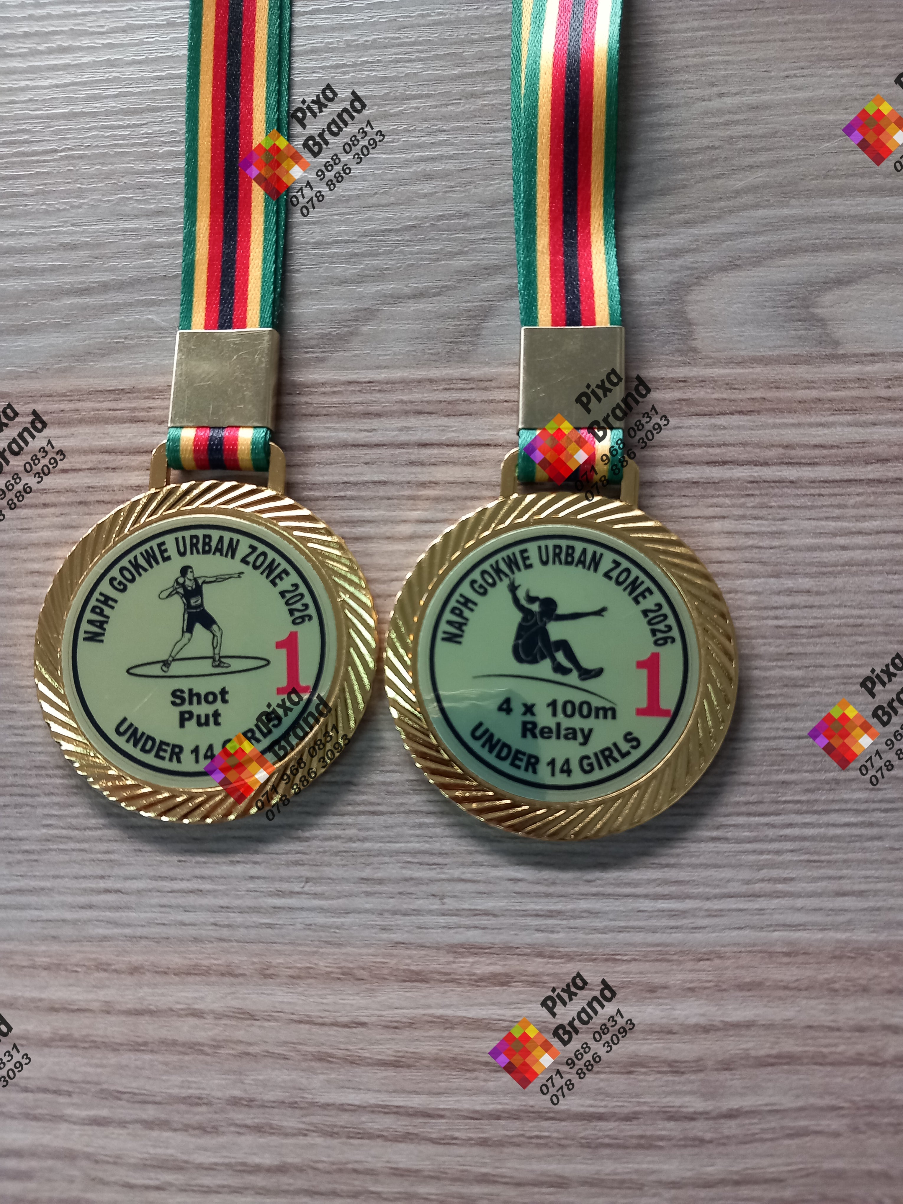 Branded Stainless Steel Medal with Zimbabwe Flag Lanyard
