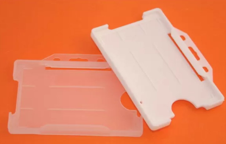 Frosted clear and white rigid open-face ID card holders